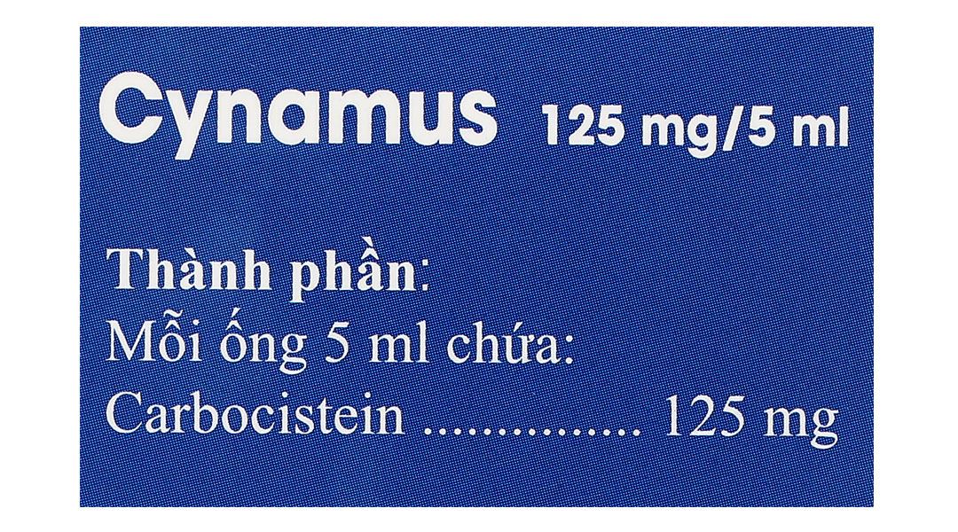 Dung dịch uống Cynamus 125mg/5ml trị ho có đàm, viêm phế quản