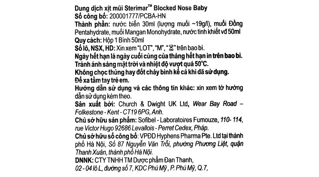 Dung dịch xịt mũi Sterimar Blocked Nose Baby hỗ trợ giảm viêm mũi cho bé