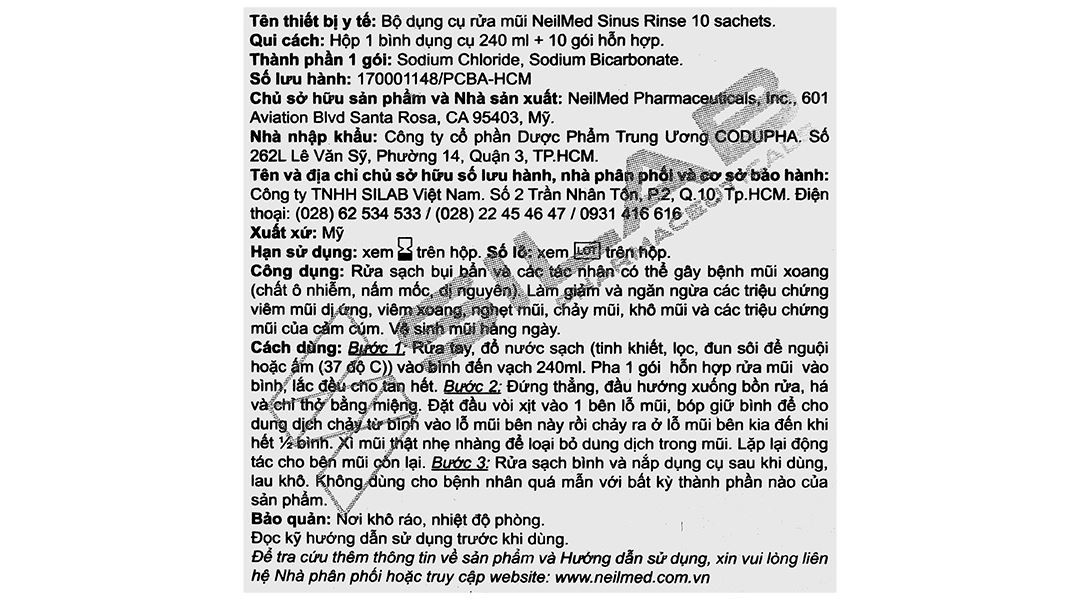 Bộ dụng cụ vệ sinh mũi Neilmed Sinus Rinse