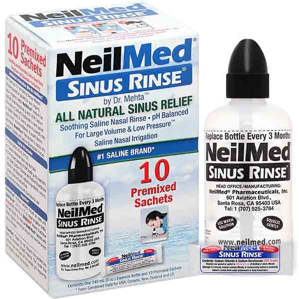 Bộ dụng cụ vệ sinh mũi Neilmed Sinus Rinse (1 bình 240ml   10 gói)