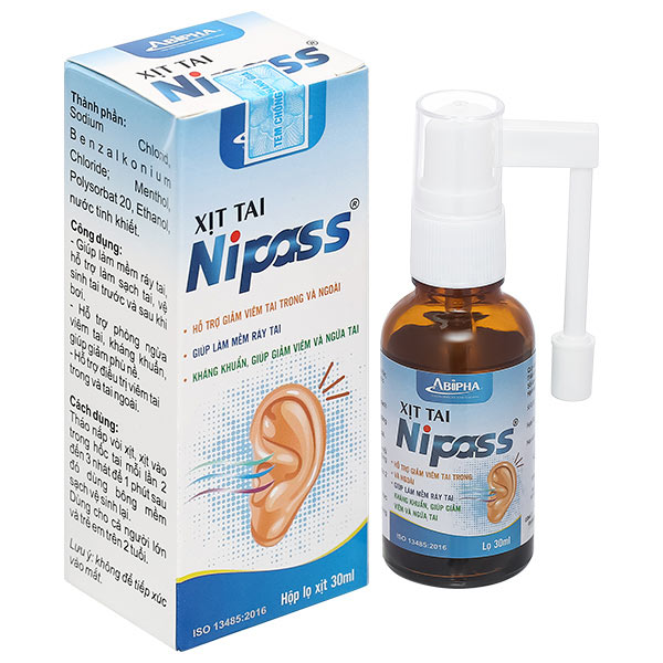 Dung dịch xịt tai Nipass hỗ trợ giảm viêm tai, kháng khuẩn