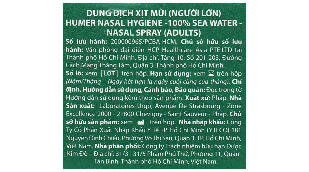 Dung dịch xịt mũi Humer Nasal Hygiene vệ sinh mũi hằng ngày chai 150ml - 8