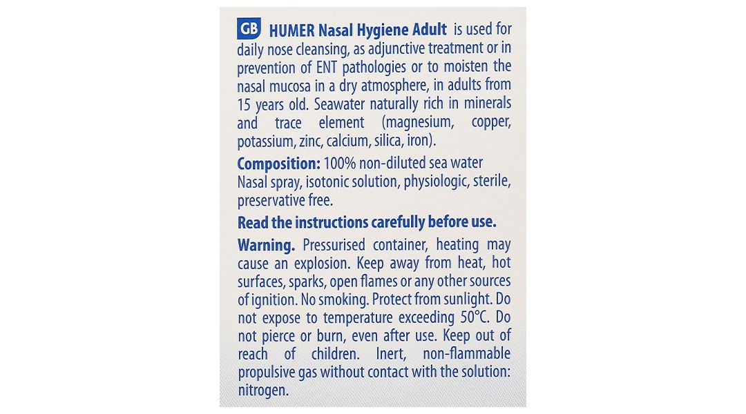 Dung dịch xịt mũi Humer Nasal Hygiene vệ sinh mũi hằng ngày chai 150ml - 9