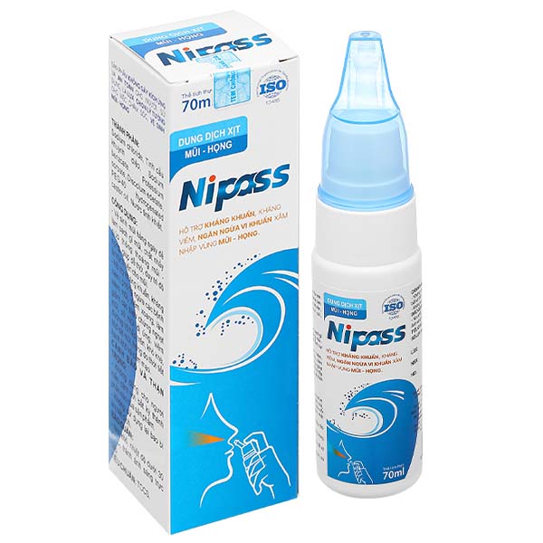 Dung dịch xịt mũi - họng Nipass hỗ trợ kháng khuẩn, kháng viêm, ngăn ngừa vi khuẩn xâm nhập