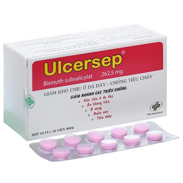 Viên nhai Ulcersep 262.5mg giảm khó chịu dạ dày, buồn nôn