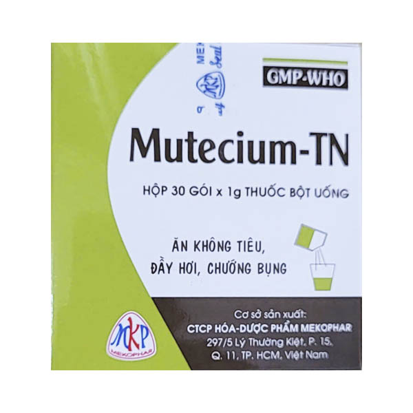 Thuốc bột uống Mutecium-TN trị đầy hơi, chướng bụng, ăn không tiêu