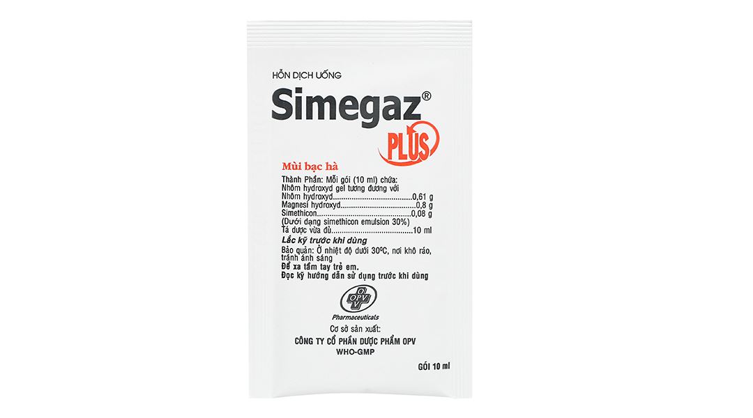 Hỗn dịch uống Simegaz plus trị triệu chứng viêm loét dạ dày - tá tràng