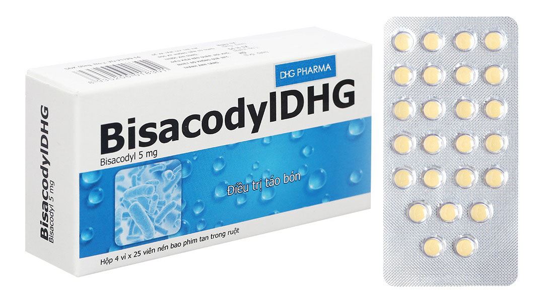 BisacodylDHG 5mg trị táo bón, làm sạch ruột trước và sau phẫu thuật