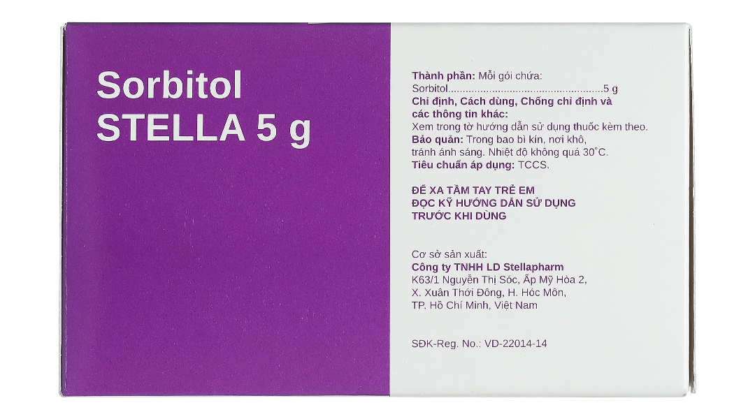 Thuốc bột Sorbitol Stella 5g trị triệu chứng khó tiêu và táo bón