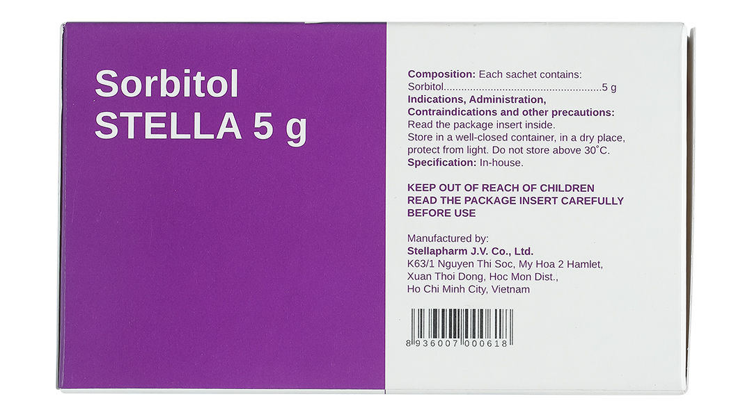 Thuốc bột Sorbitol Stella 5g trị triệu chứng khó tiêu và táo bón