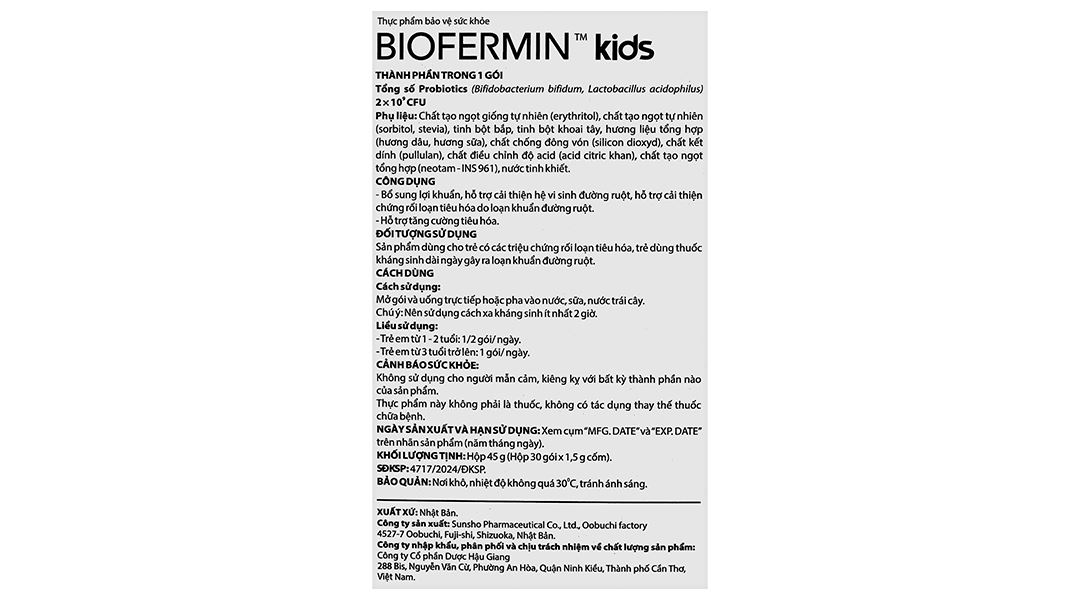 Thực phẩm bảo vệ sức khỏe Biofermin Kids