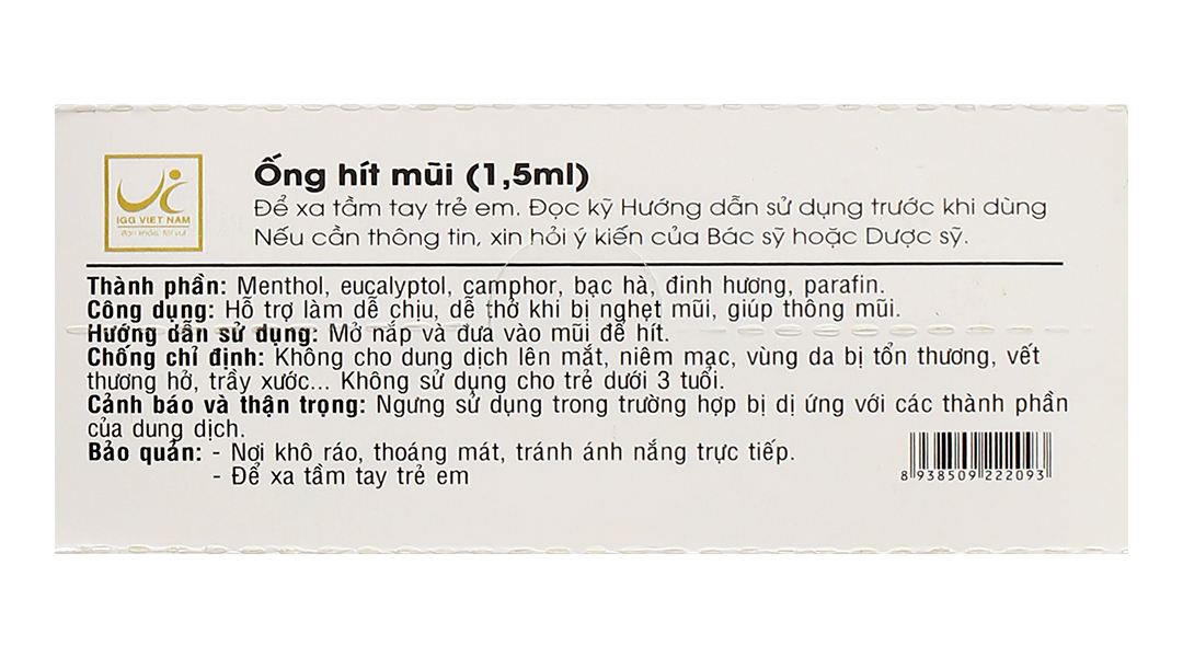 Ống hít Danasa giảm nghẹt mũi, giúp thông mũi