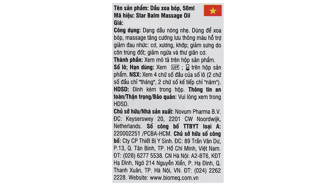 Dầu nóng Starbalm Massage Oil tăng cường lưu thông máu, hỗ trợ giảm đau nhức