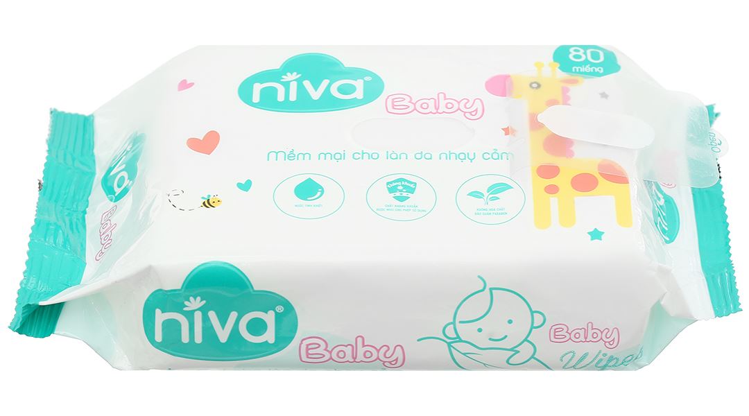 Khăn ướt kháng khuẩn Niva Baby cho da nhạy cảm gói 80 miếng - 8