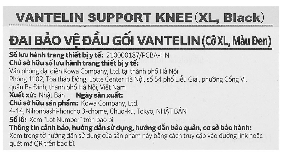 Đai bảo vệ đầu gối Vantelin Knee Support size XL