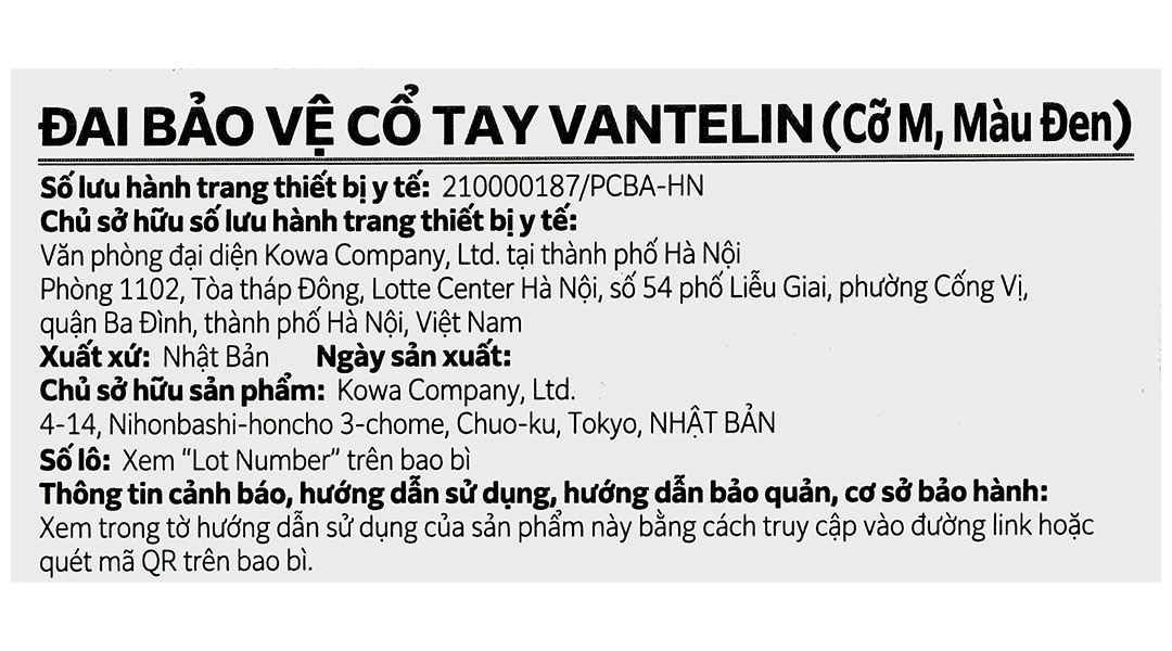 Đai bảo vệ cổ tay Vantelin Wrist Support size L - 33