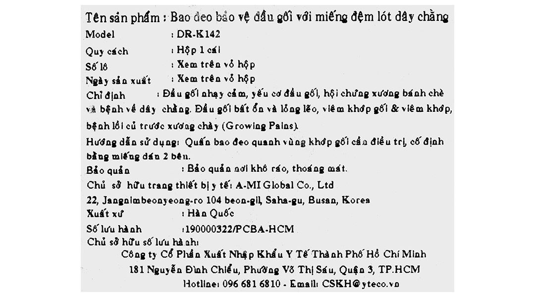 Bao đeo đầu gối Dr. Med DR-K142 size U