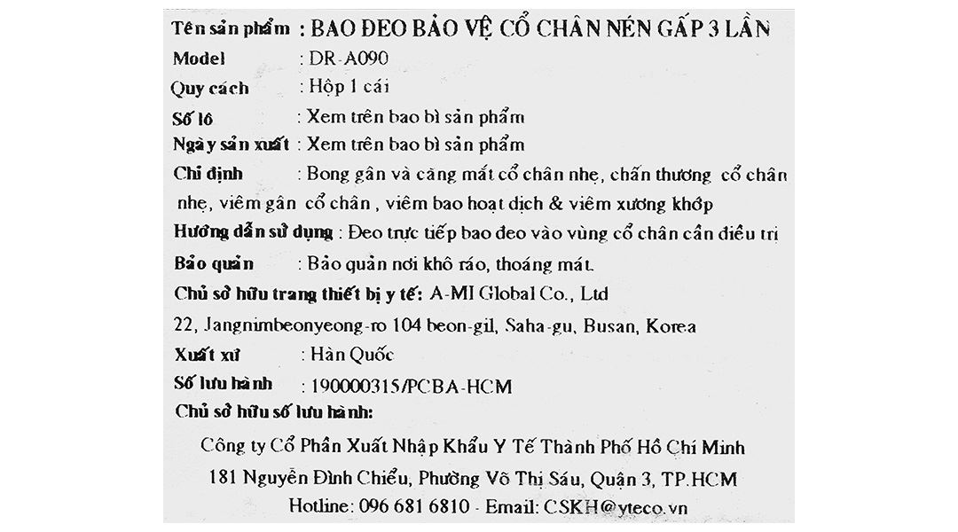 Bao đeo mắt cá chân Dr. Med DR-A090 size L