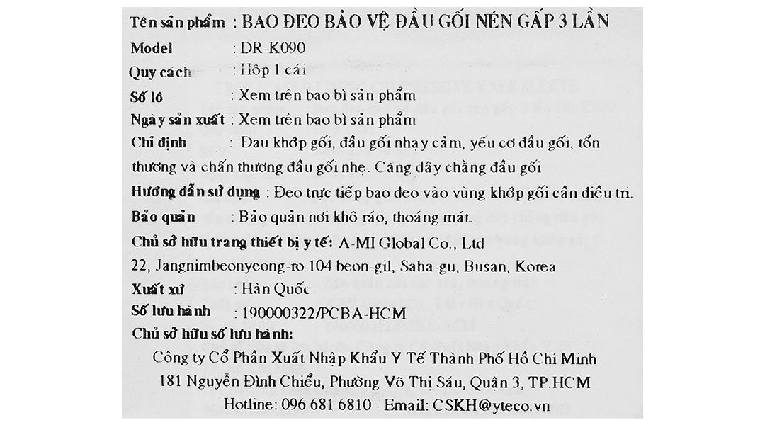 Bao đeo đầu gối Dr. Med DR-K090 size XL