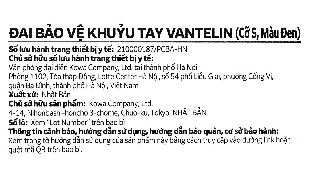 Đai bảo vệ khuỷu tay Vantelin Elbow Support size S