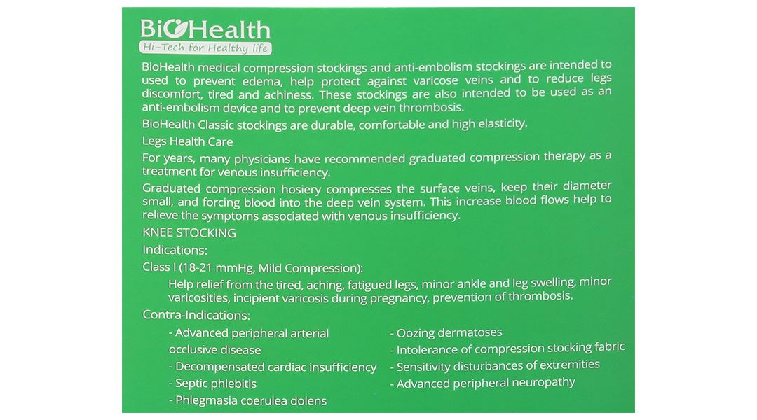 Vớ gối y khoa Biohealth Compression I AD size L - 27
