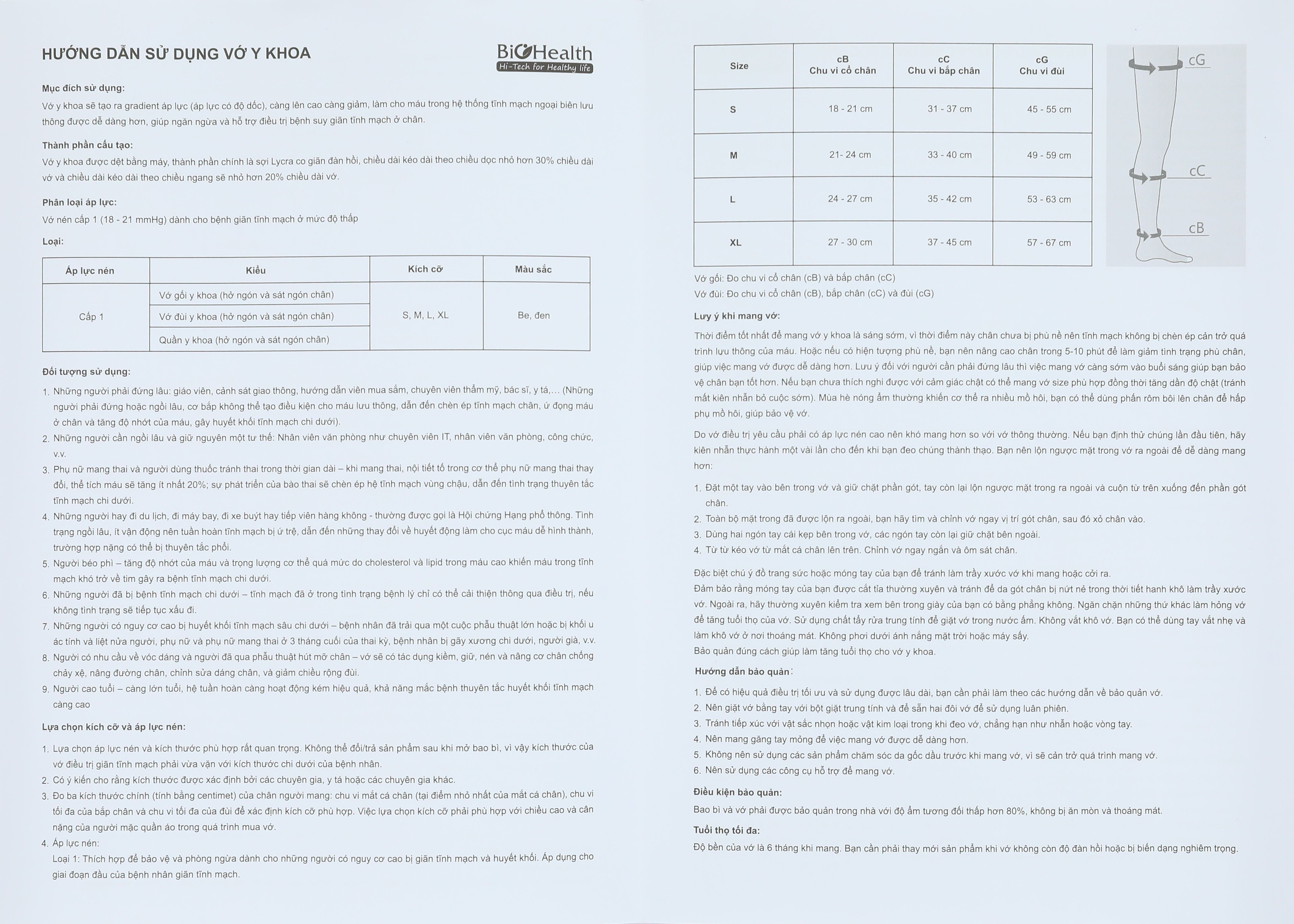Vớ gối y khoa Biohealth Compression I AD size L - 17