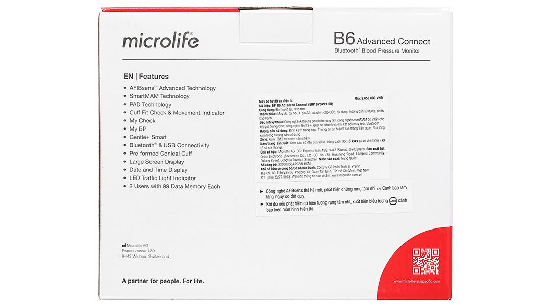 Máy đo huyết áp bắp tay Microlife B6 Advanced Connect