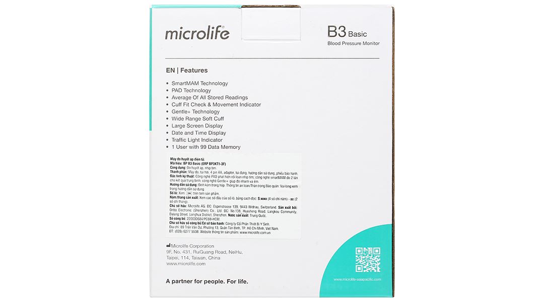 Máy đo huyết áp bắp tay Microlife B3 Basic