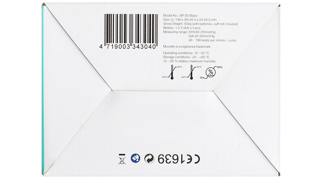 Máy đo huyết áp bắp tay Microlife B3 Basic