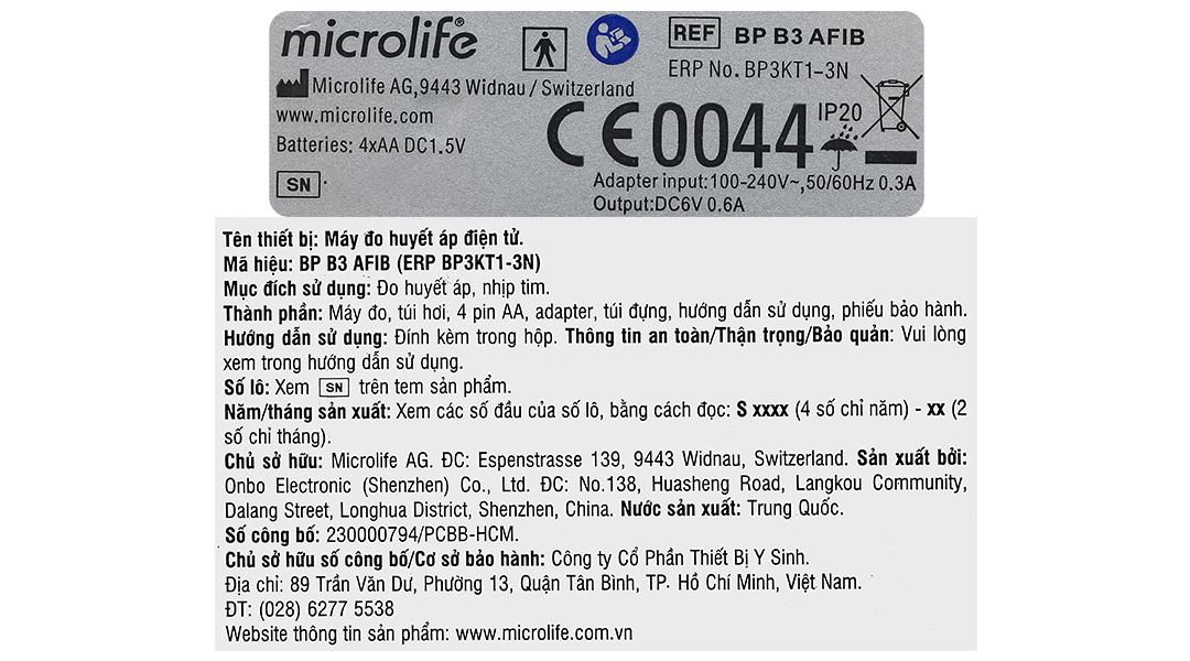 Máy đo huyết áp bắp tay Microlife B3 AFIB - 11