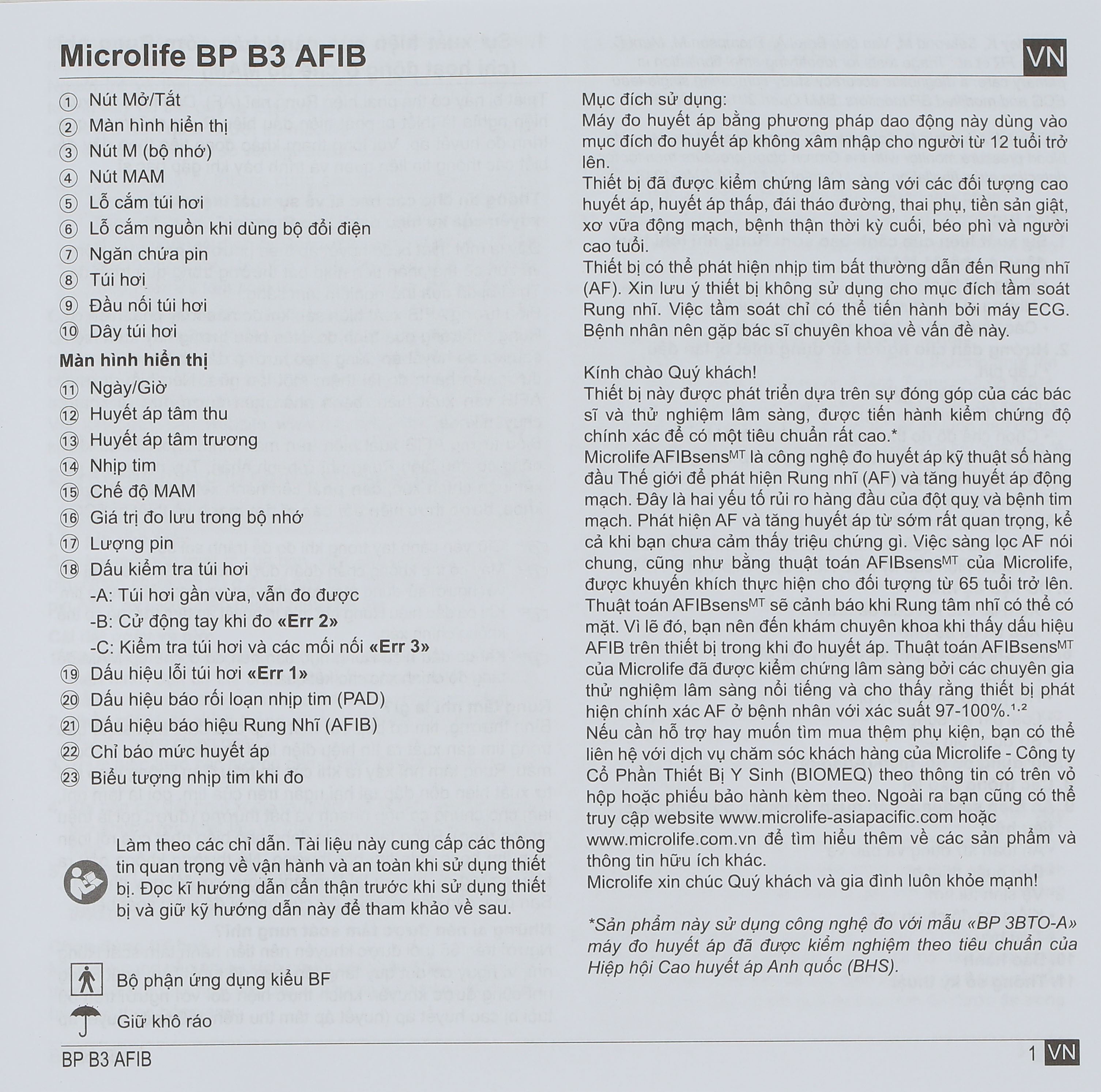 Máy đo huyết áp bắp tay Microlife B3 AFIB - 14
