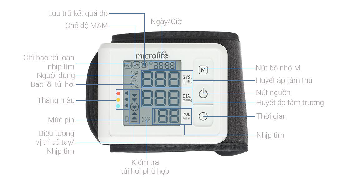 Máy đo huyết áp cổ tay Microlife W70