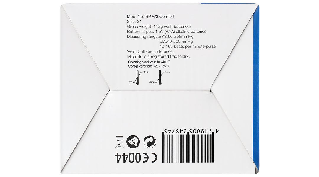 Máy đo huyết áp cổ tay Microlife W3 Comfort