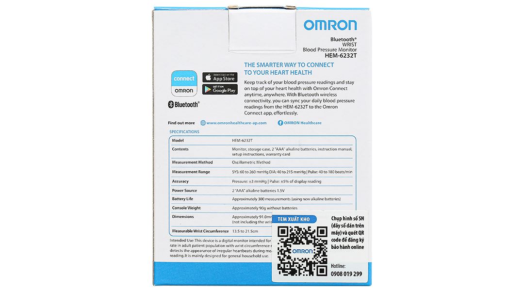 Máy đo huyết áp cổ tay Omron HEM-6232T