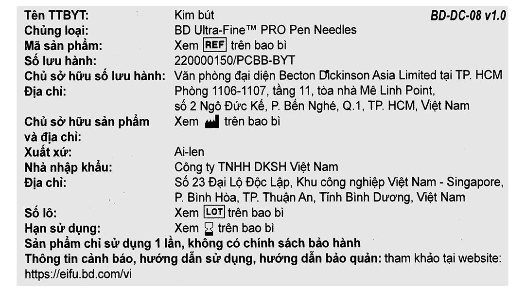 Đầu kim tiêm BD Ultra-Fine Pro 32G
