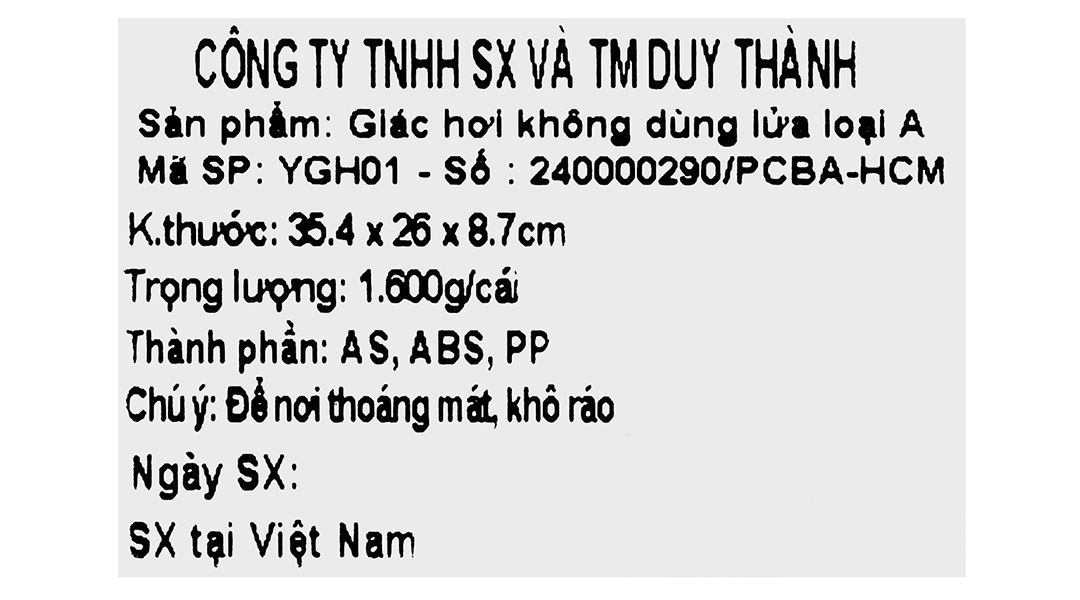 Bộ Giác hơi không dùng lửa Duy Thành YGH01 loại A