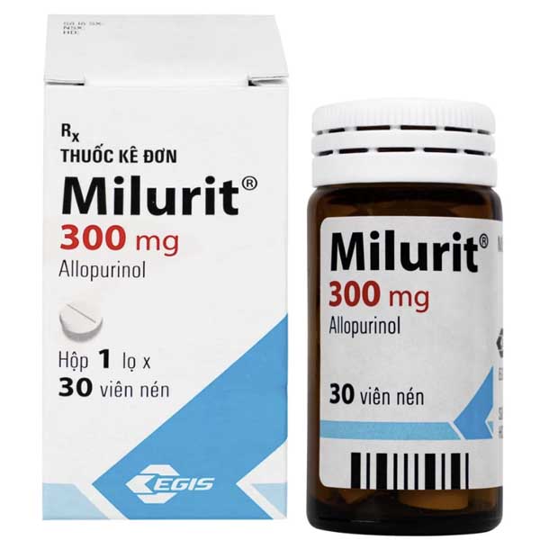Milurit 300mg trị gout, tăng acid uric huyết nguyên phát