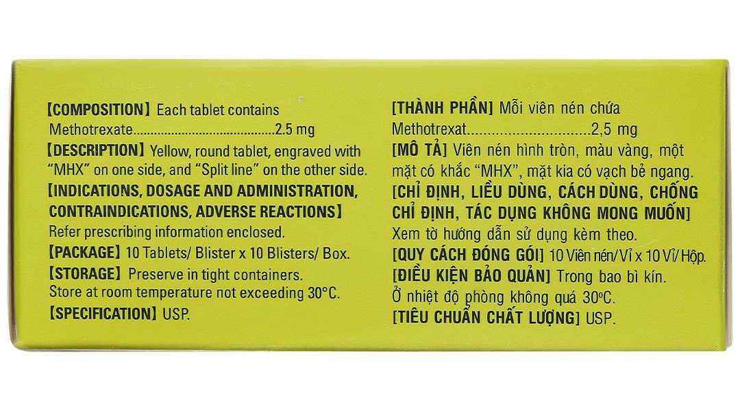 Unitrexates 2.5mg điều trị các bệnh ung thư, viêm khớp dạng thấp