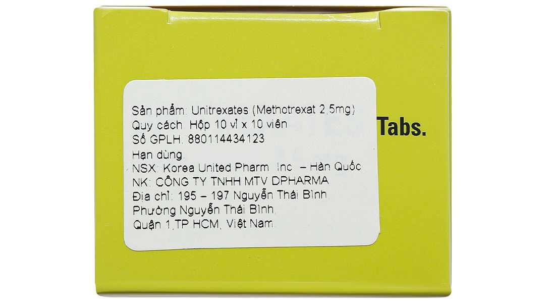 Unitrexates 2.5mg điều trị các bệnh ung thư, viêm khớp dạng thấp