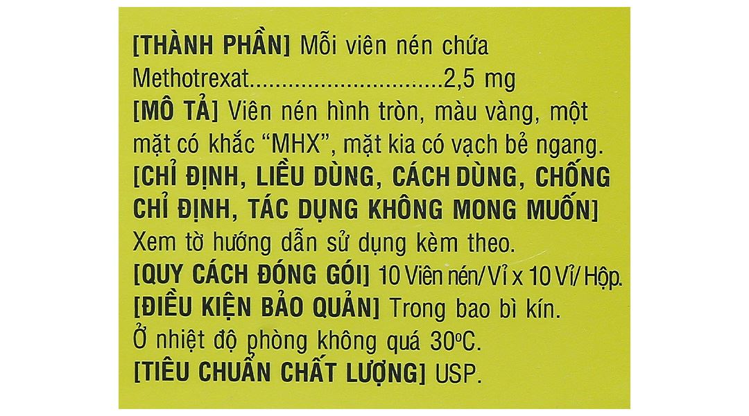 Unitrexates 2.5mg điều trị các bệnh ung thư, viêm khớp dạng thấp