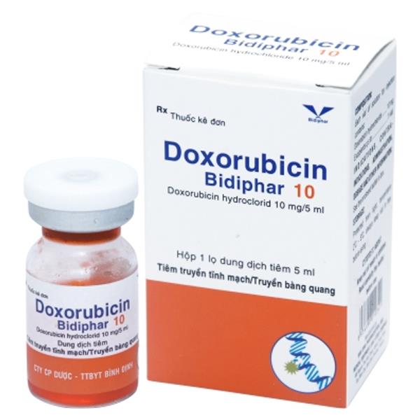 Thuốc tiêm Doxorubicin Bidiphar 10mg/5ml điều trị ung thư vú, đa u tuỷ
