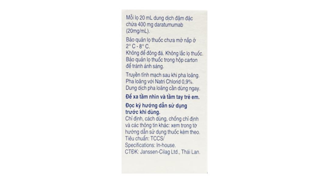 Dung dịch pha tiêm Darzalex 400mg/20ml điều trị đa u tuỷ