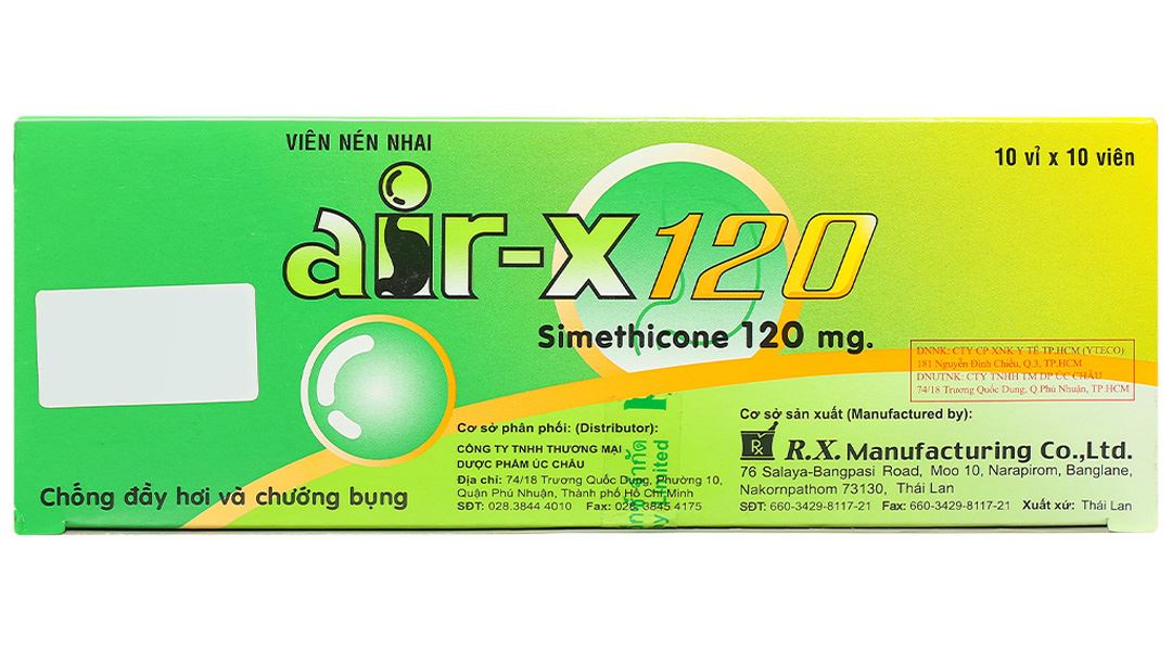Viên nhai Air-X 120 hỗ trợ điều trị các triệu chứng đầy hơi