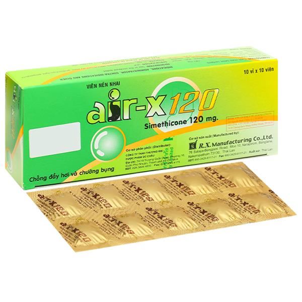 Viên nhai Air-X 120 hỗ trợ điều trị các triệu chứng đầy hơi