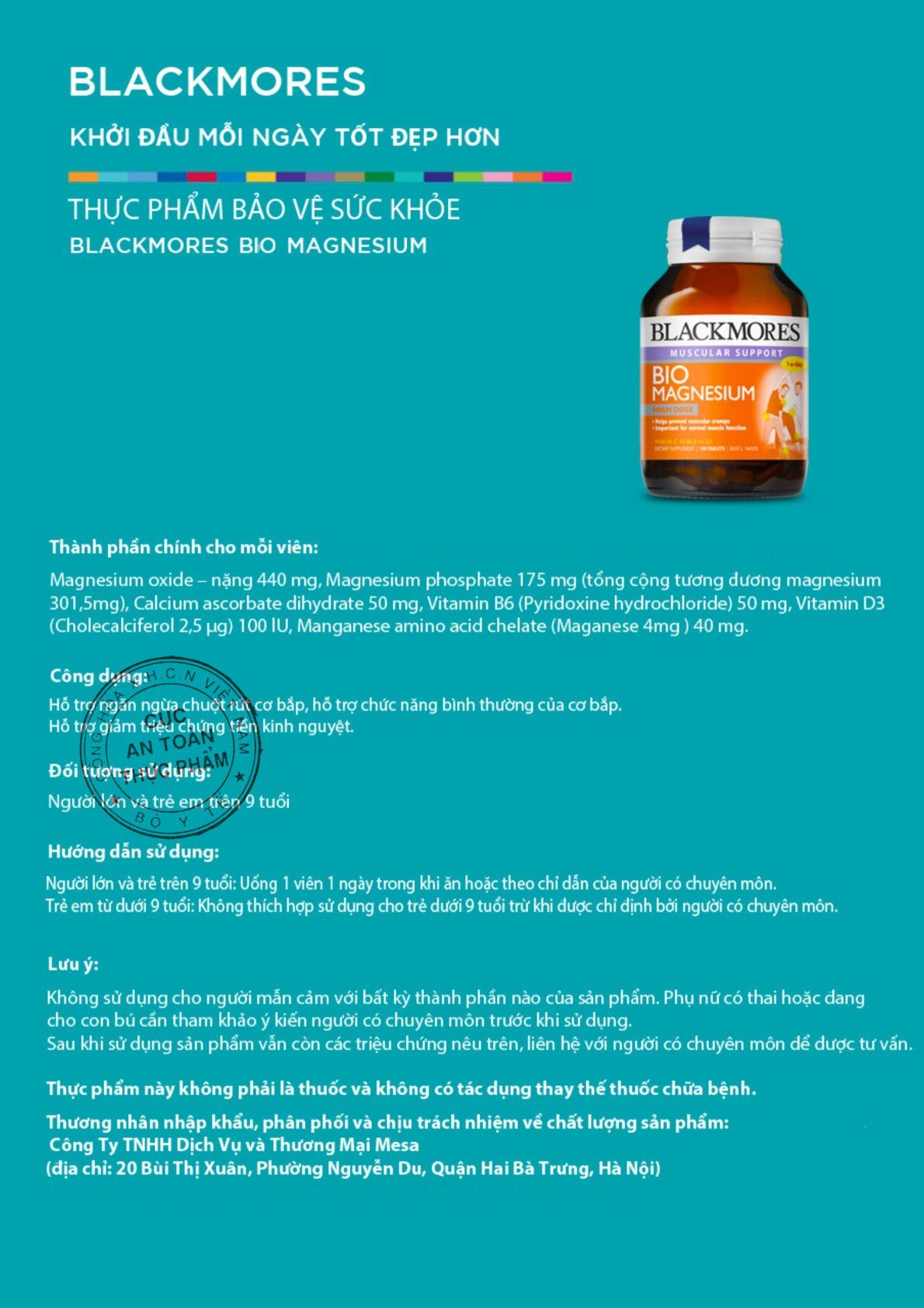 Blackmores Bio Magnesium lọ 100 viên