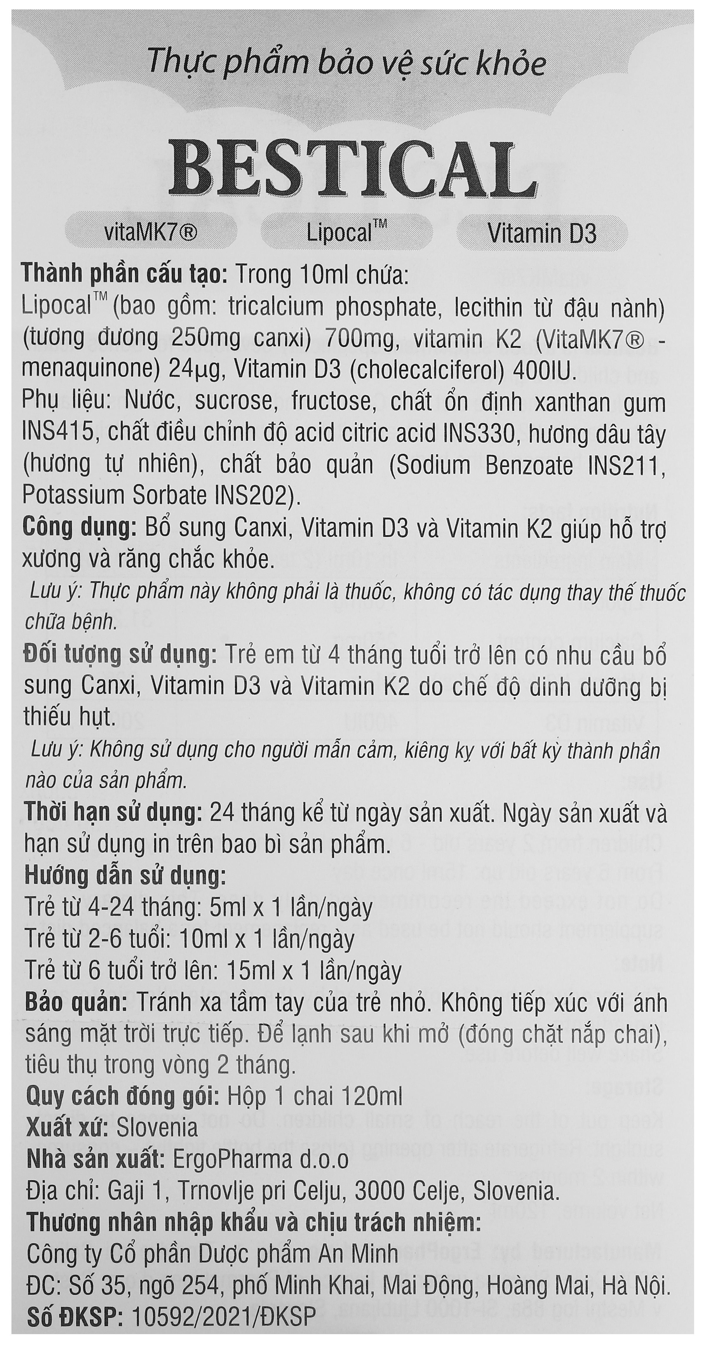 Bestical bổ sung canxi; hỗ trợ xương, răng chắc khỏe chai 120 ml - 22