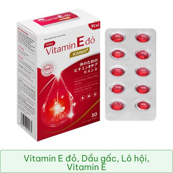 Thực phẩm bảo vệ sức khỏe Vitamin E Đỏ Kawa hộp 30 viên