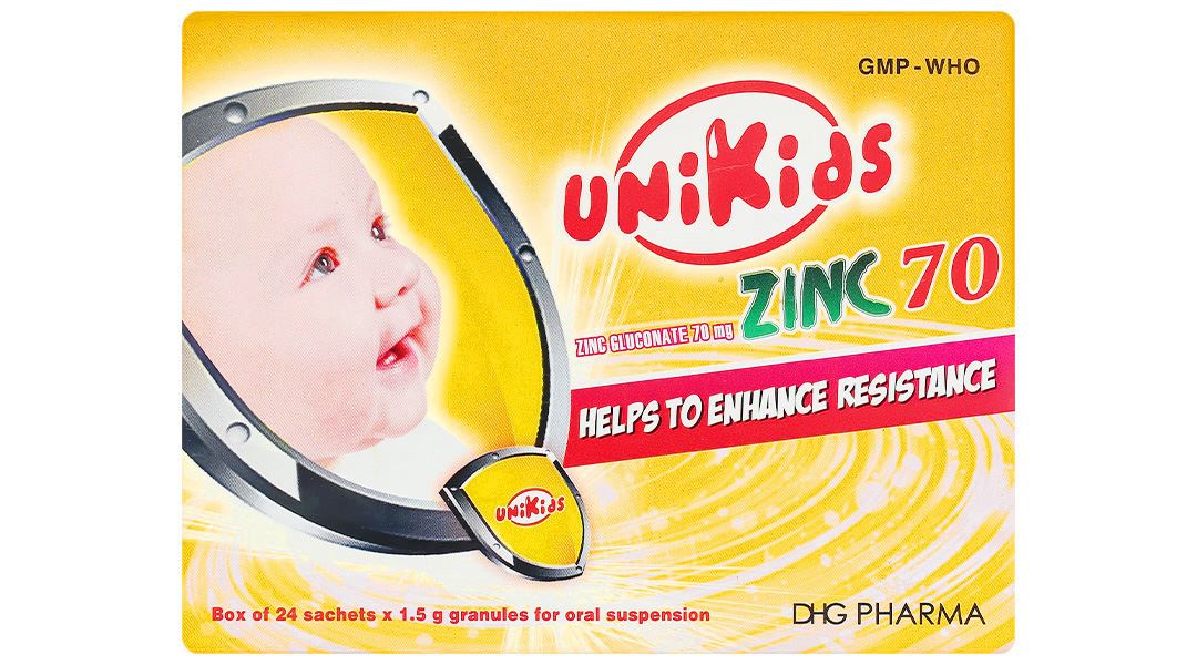 Cốm pha hỗn dịch uống Unikids Zinc 70 trị tiêu chảy cấp và mạn tính