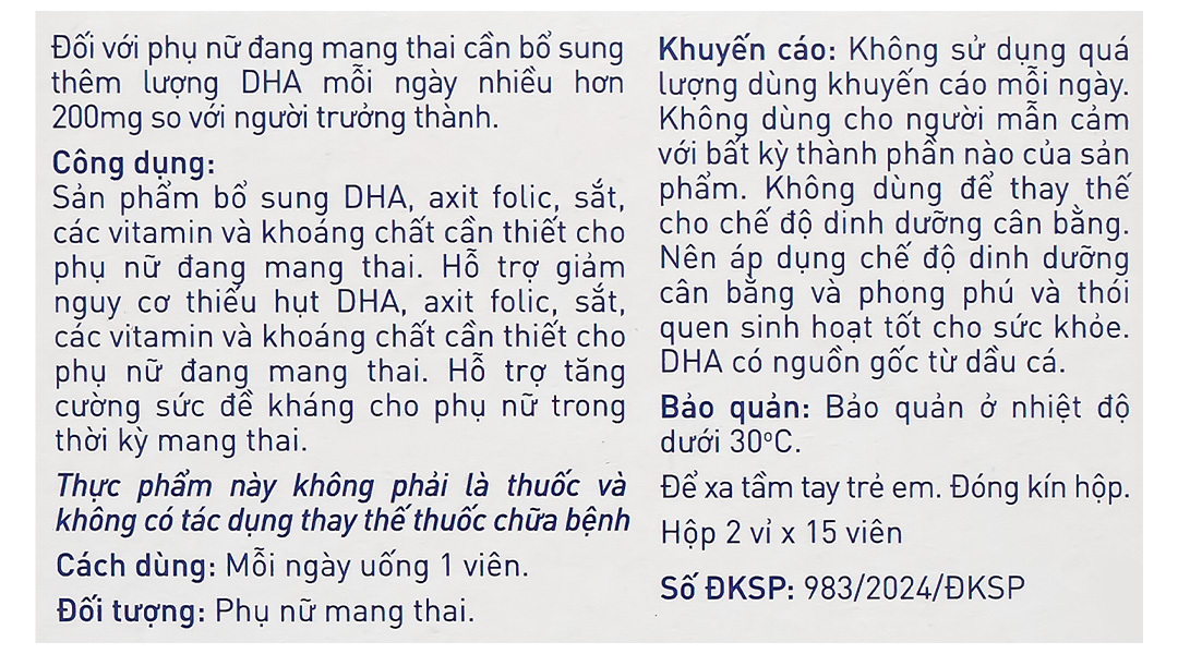 Viên Uống Cung Cấp Vitamin Và Khoáng Chất Cho Mẹ Bầu Elevit Dha Prenancy (Hộp 30 Viên)