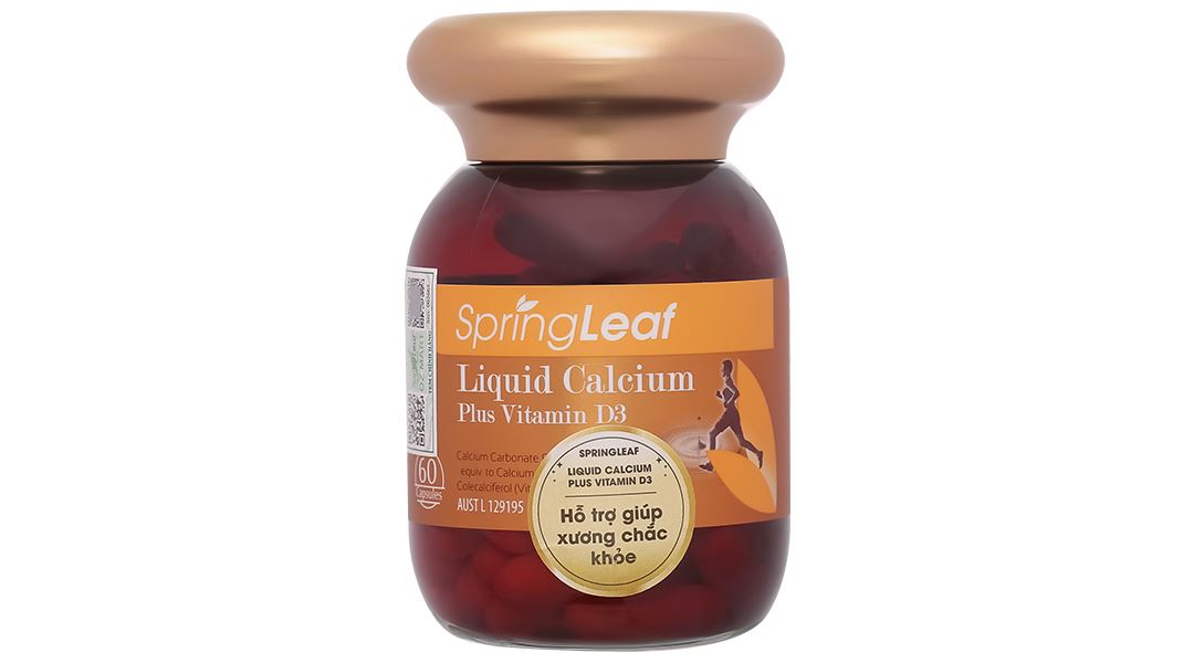 Viên Uống Bổ Sung Canxi Spring Leaf Liquid Calcium Plus Vitamin D3 lọ 60 viên